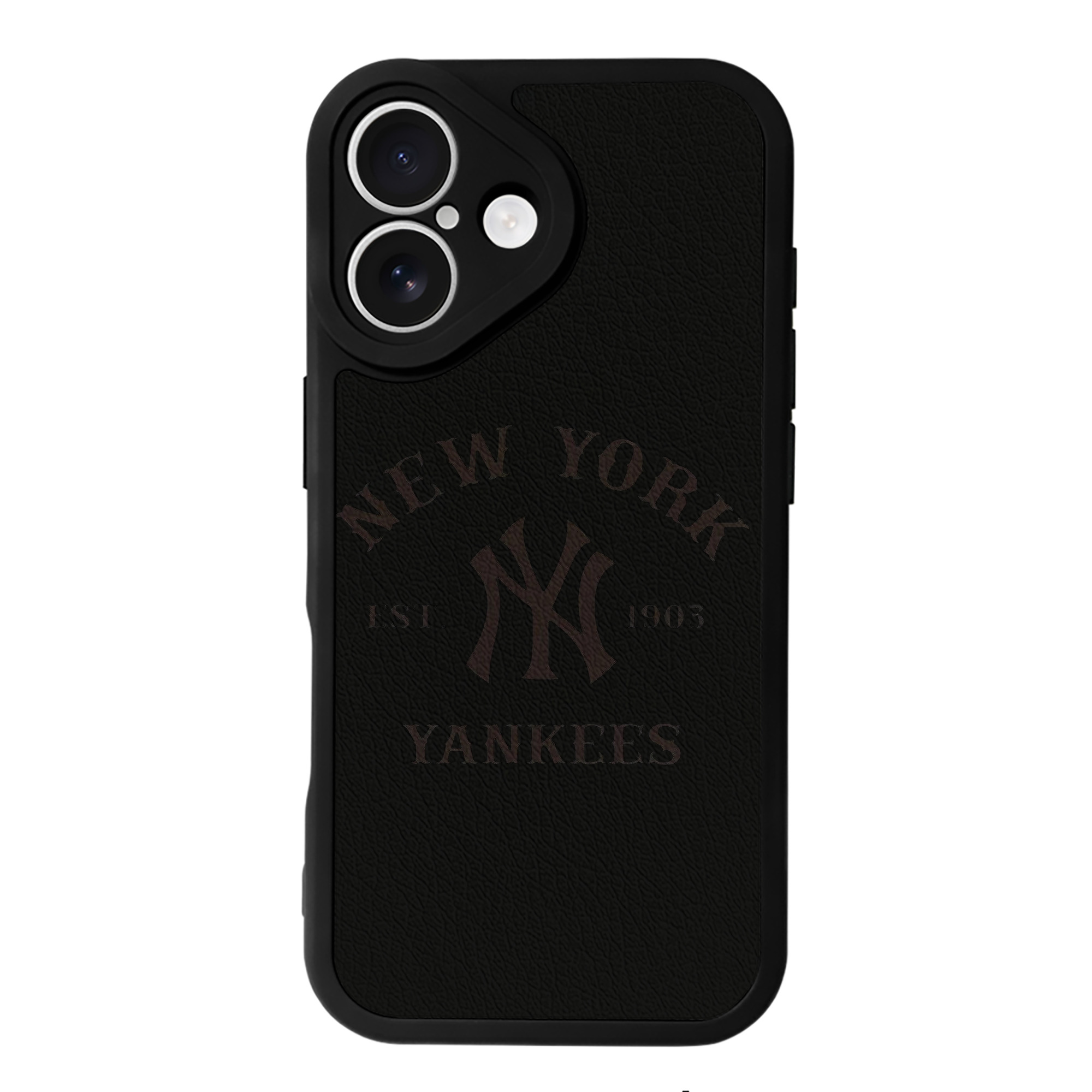 New York Yankees EST 1903 IPhone 16 Silicone Leather Case – UV Print, Lambskin Texture – Perfect Fit, Wireless Charging Compatible, Scratch Resistant, Precise Cutouts – Stylish Protection For IPhone 16